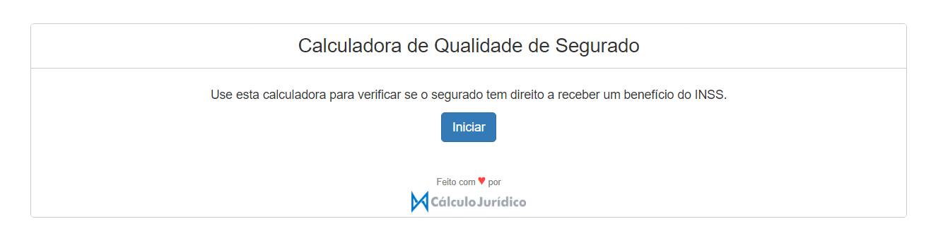Calculadora de Qualidade de Segurado Página Inicial