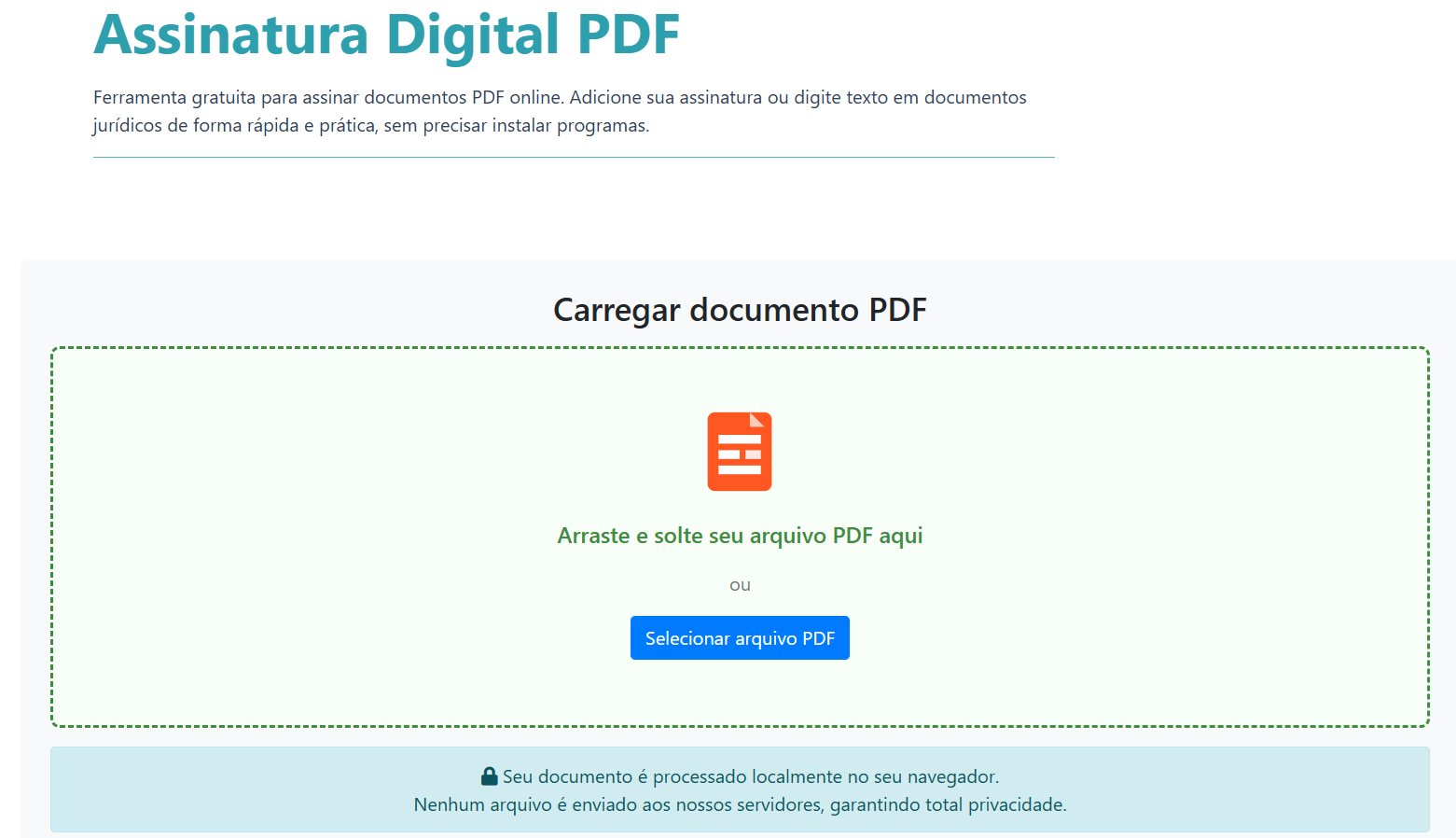 Ferramenta gratuita para assinar PDF online